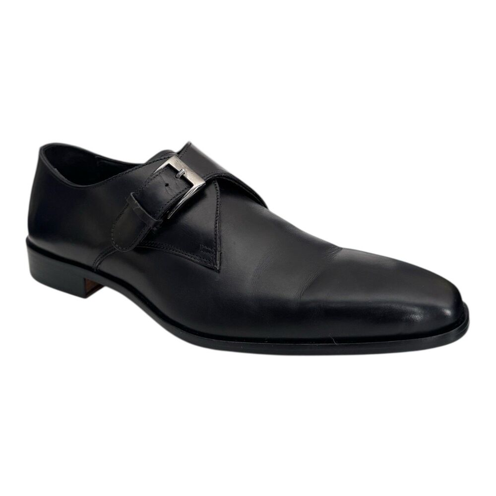 Massimo Matteo Tuscany Single Monk Black Men's‎ 9M All Leather Dress Shoes